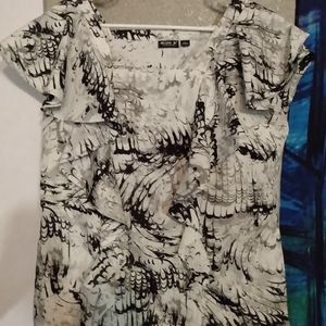 Allen B black and white blouse